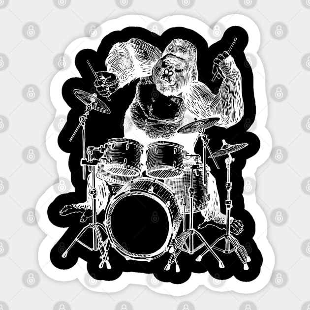 SEEMBO Gorilla Playing Drums Drummer Drumming Musician Band Sticker by SEEMBO